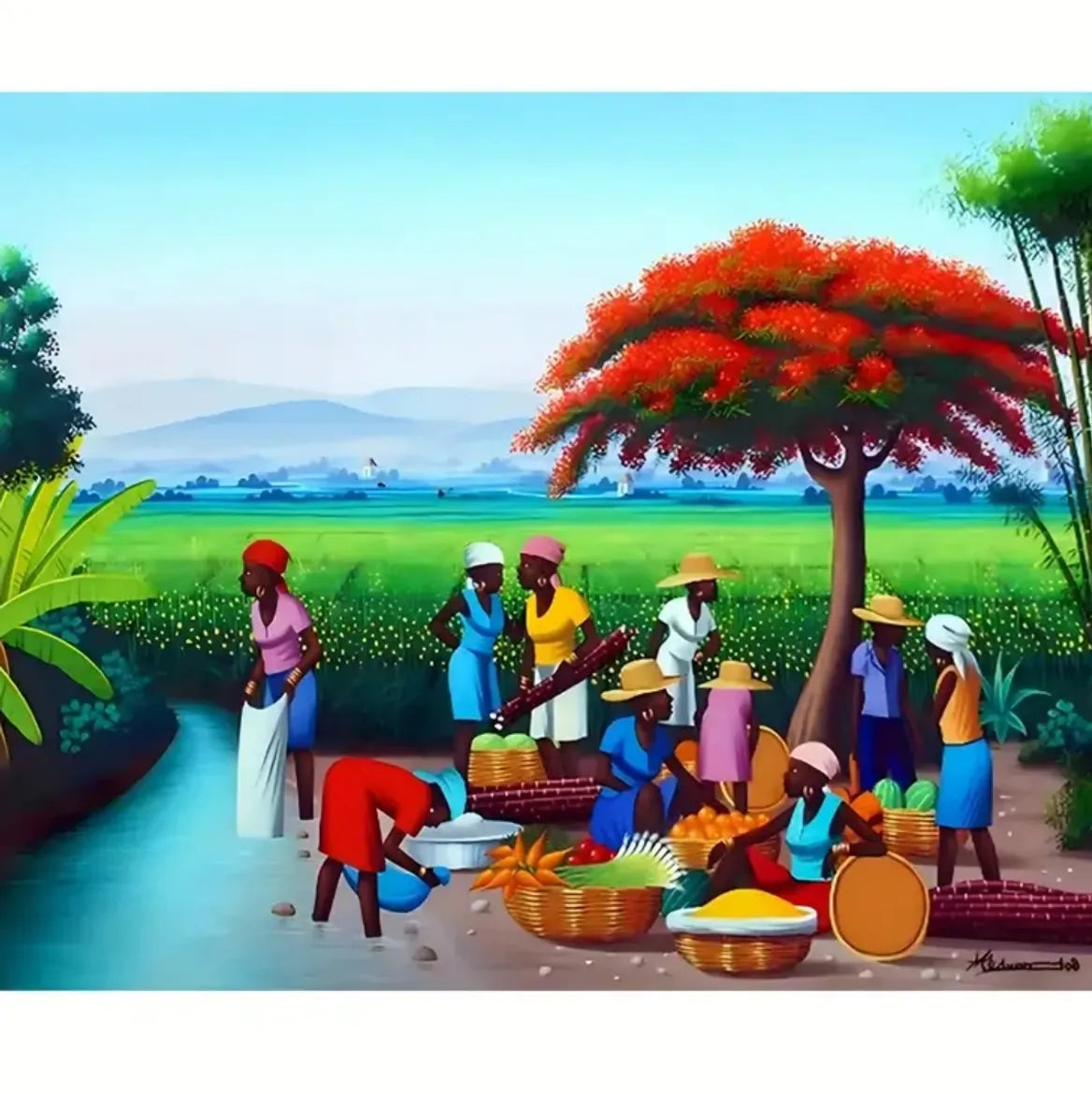 Haiti Art Red Mangrove Women Selling Fruits Poster